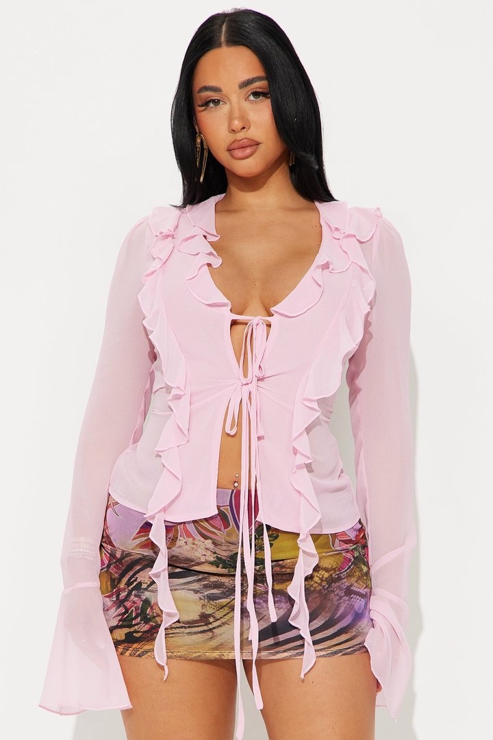 Proper Attitude Chiffon Flyaway Top - Pink