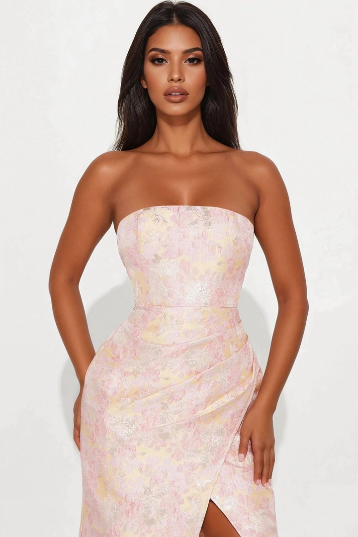 Amaria Jacquard Midi Dress - Pink/combo
