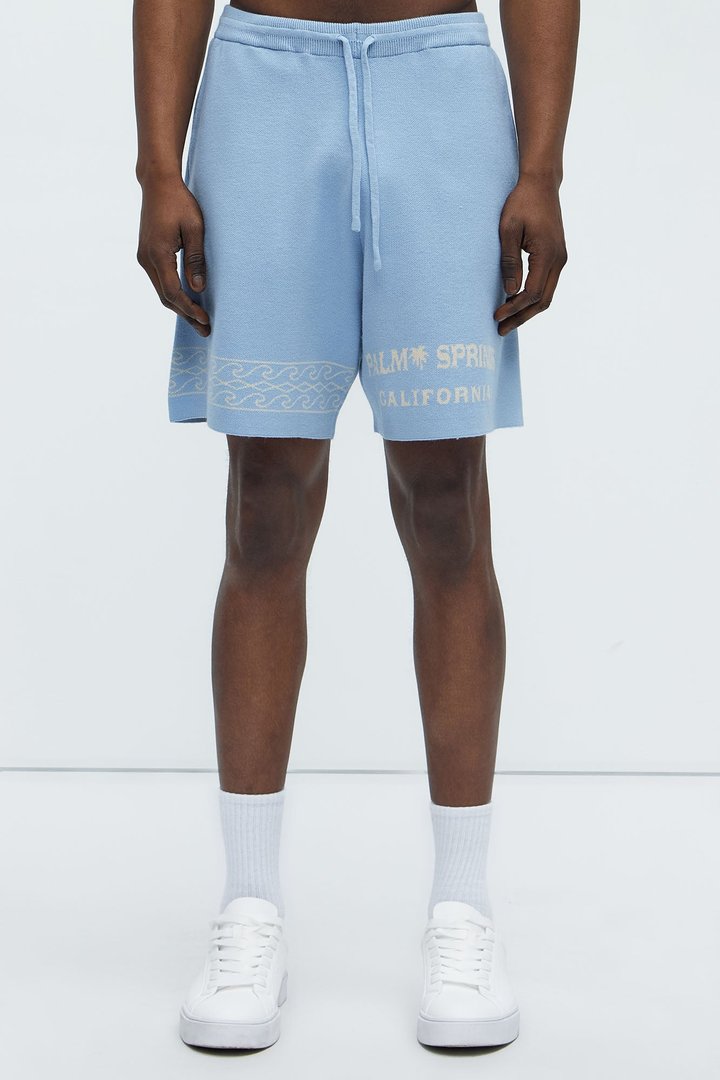 Palm Springs Knitted Relaxed Shorts - Blue/combo