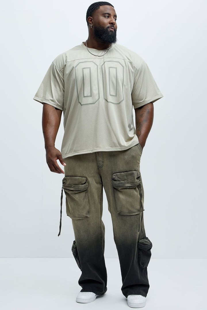 Mesh Boxy Football Short Sleeve Tee - Sand