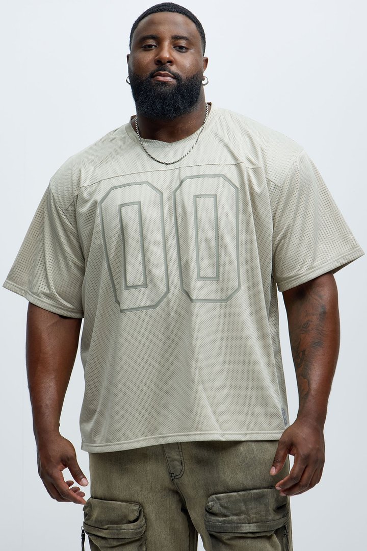 Mesh Boxy Football Short Sleeve Tee - Sand