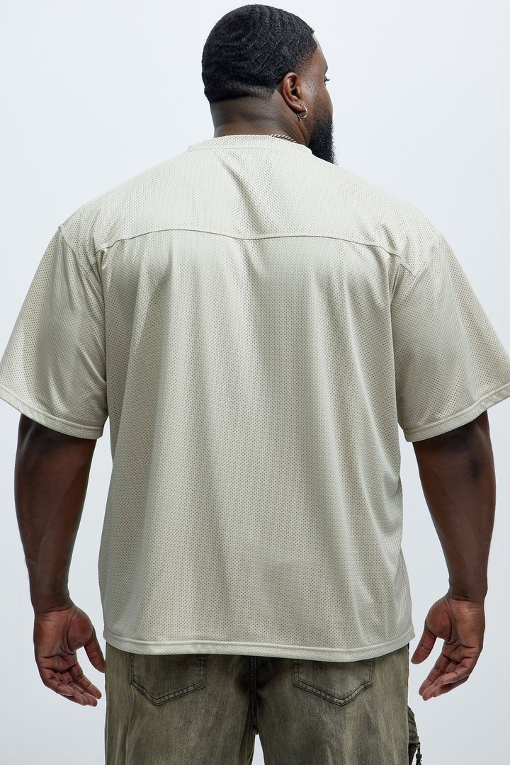 Mesh Boxy Football Short Sleeve Tee - Sand