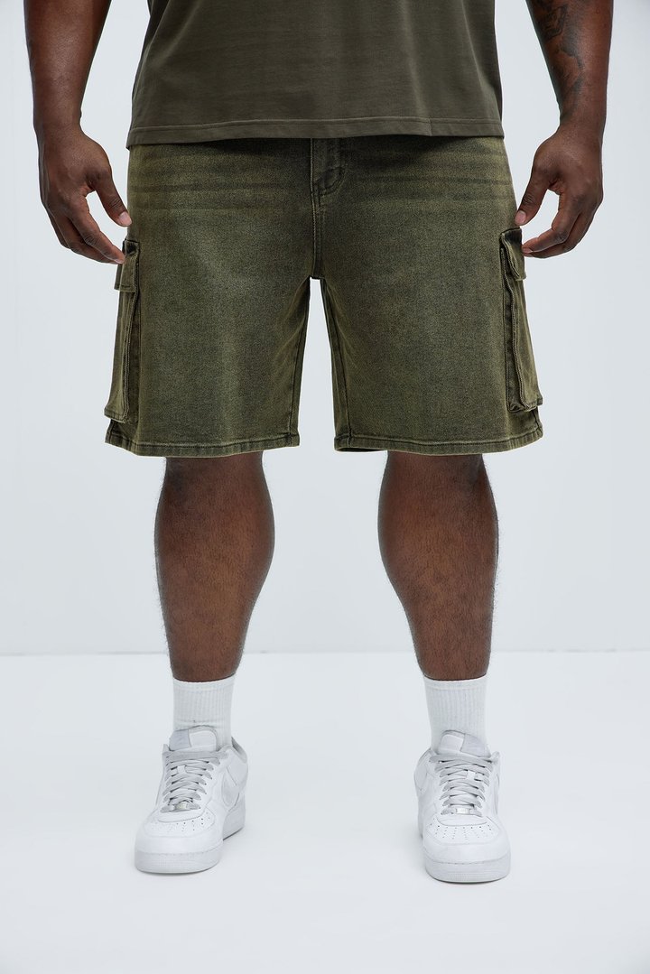 Relaxed Cornell Cargo Denim Shorts - Green