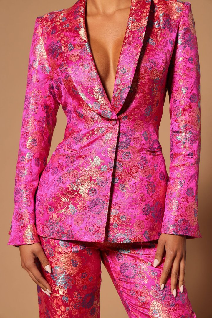 Pretty In Pink Embroidered Suit Set - Fuchsia