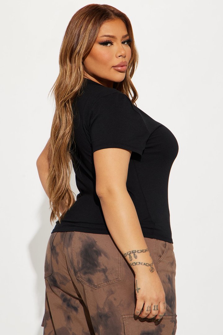 Alyssa Crew Neck Top - Black