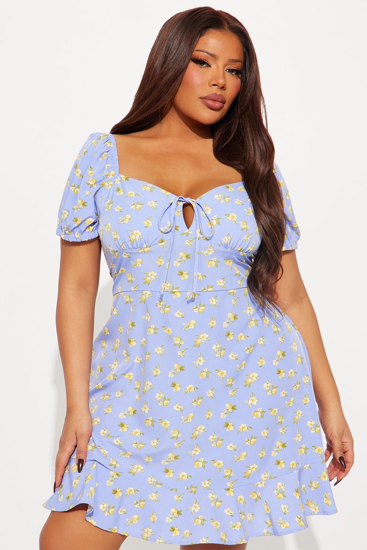 Kessie Floral Mini Dress - Blue/combo