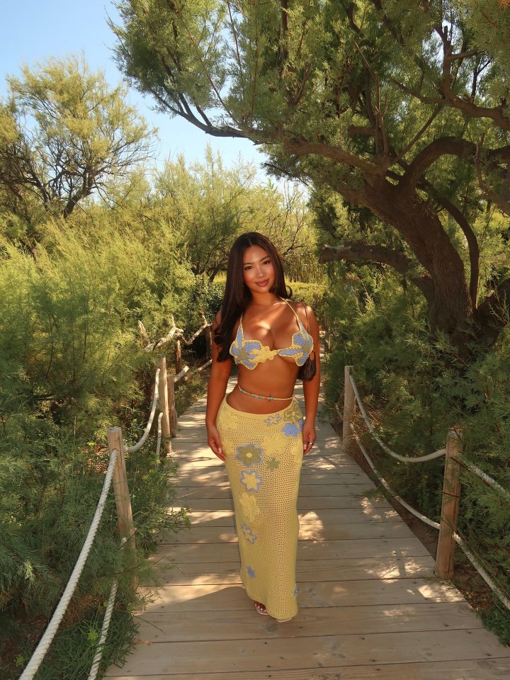 Island Bloom Crochet Maxi Skirt Set - Yellow/combo