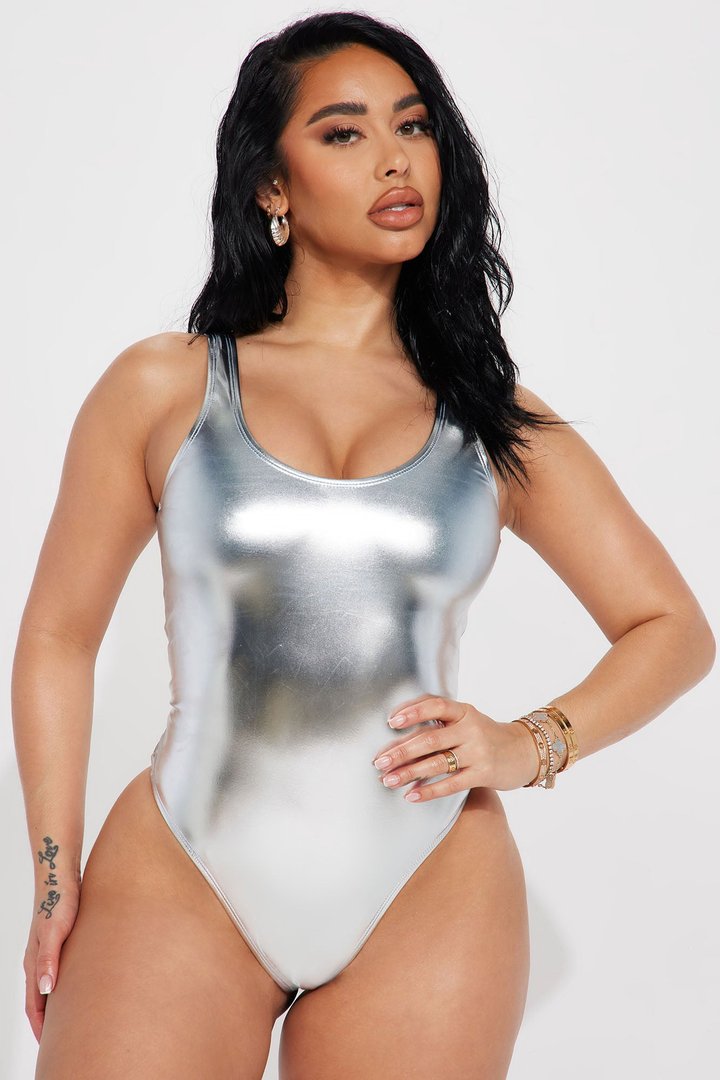 Jodie Metallic 1 Piece Swimsuit - Silver
