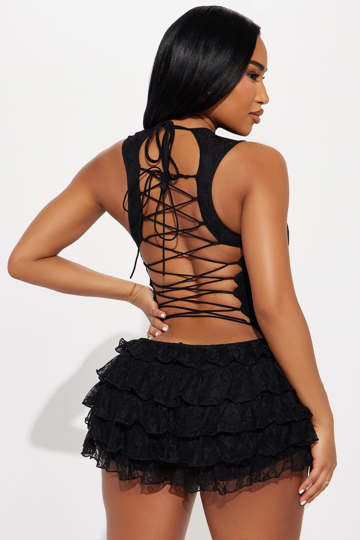 Hot Take Lace Micro Mini Dress - Black