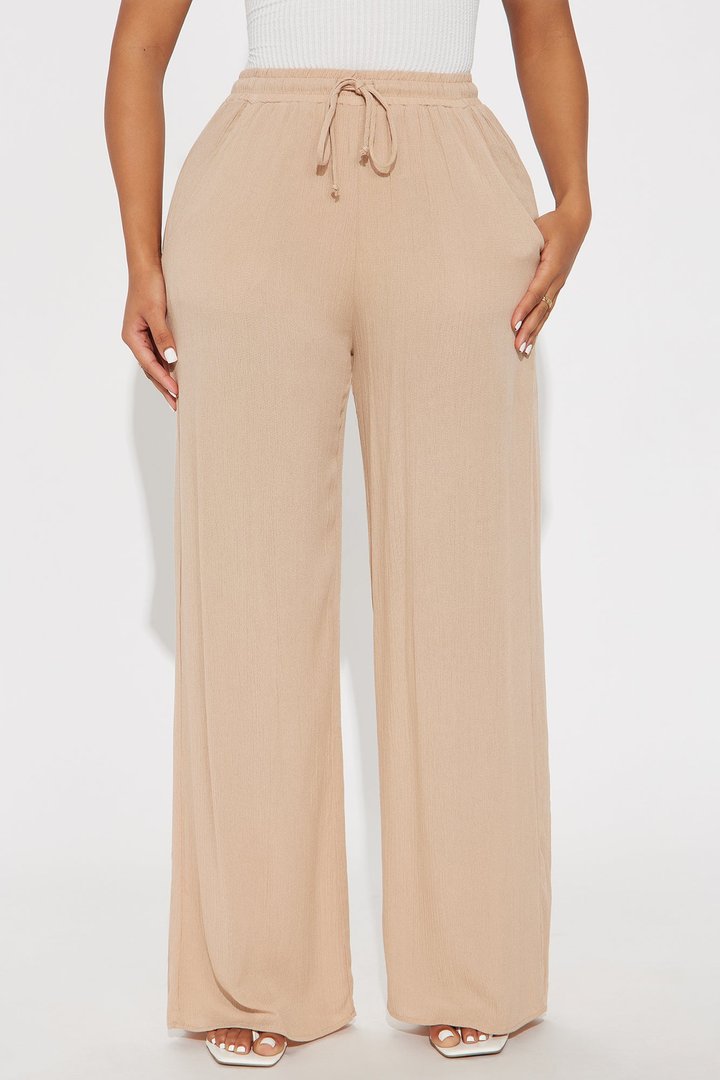 In Cannes For The Summer Wide Leg Gauze Pant - Tan