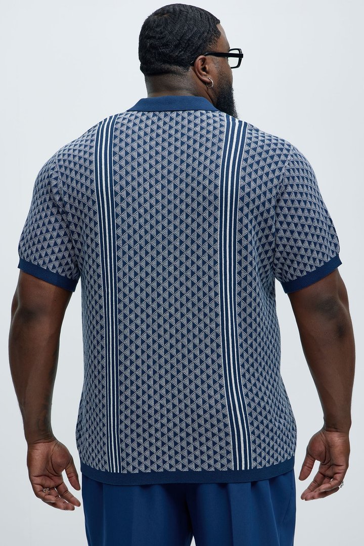 Avery Quarter Zip Knit Polo - Navy/combo
