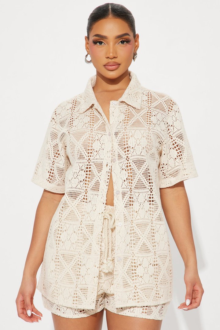 Jennine Crochet Short Set - Taupe
