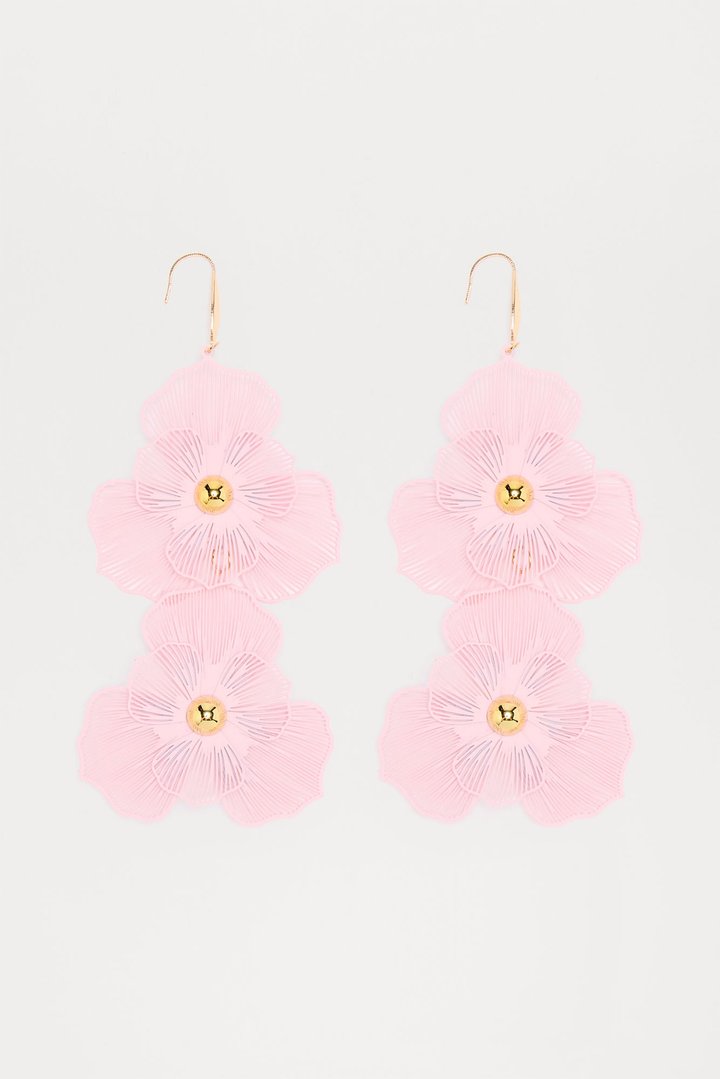 Fresh And Floral Earrings - Pink