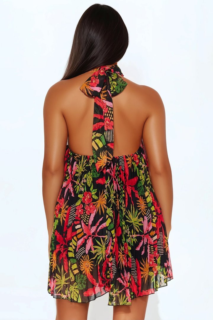 Preya Pleated Romper - Black/combo