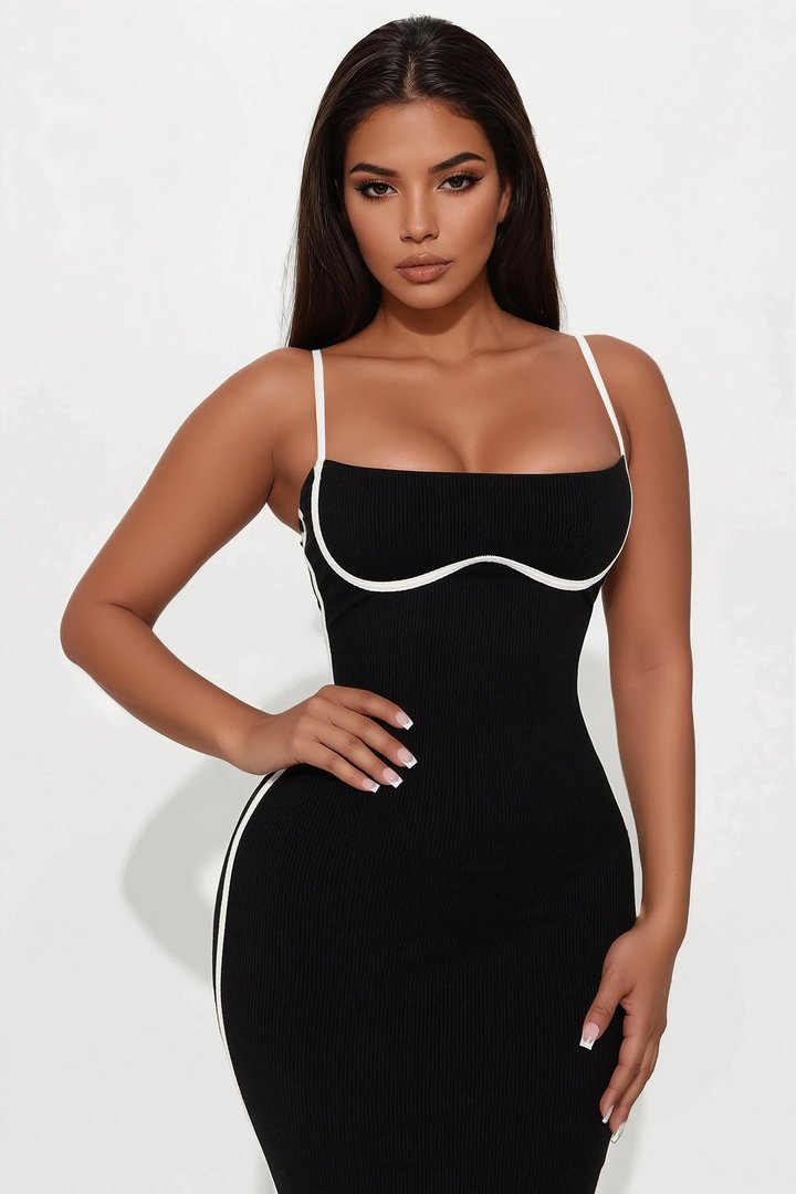 Drea Snatched Midi Dress - Black