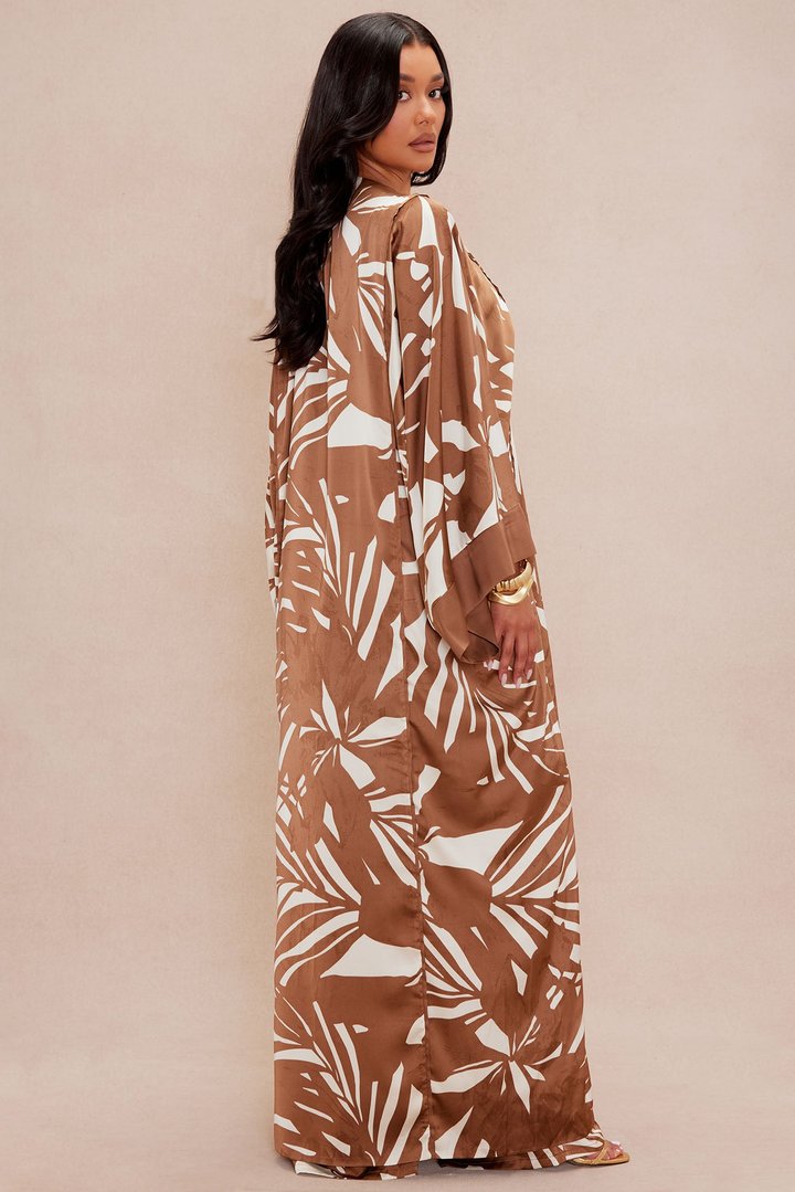Silvina Satin Kimono - Brown/combo