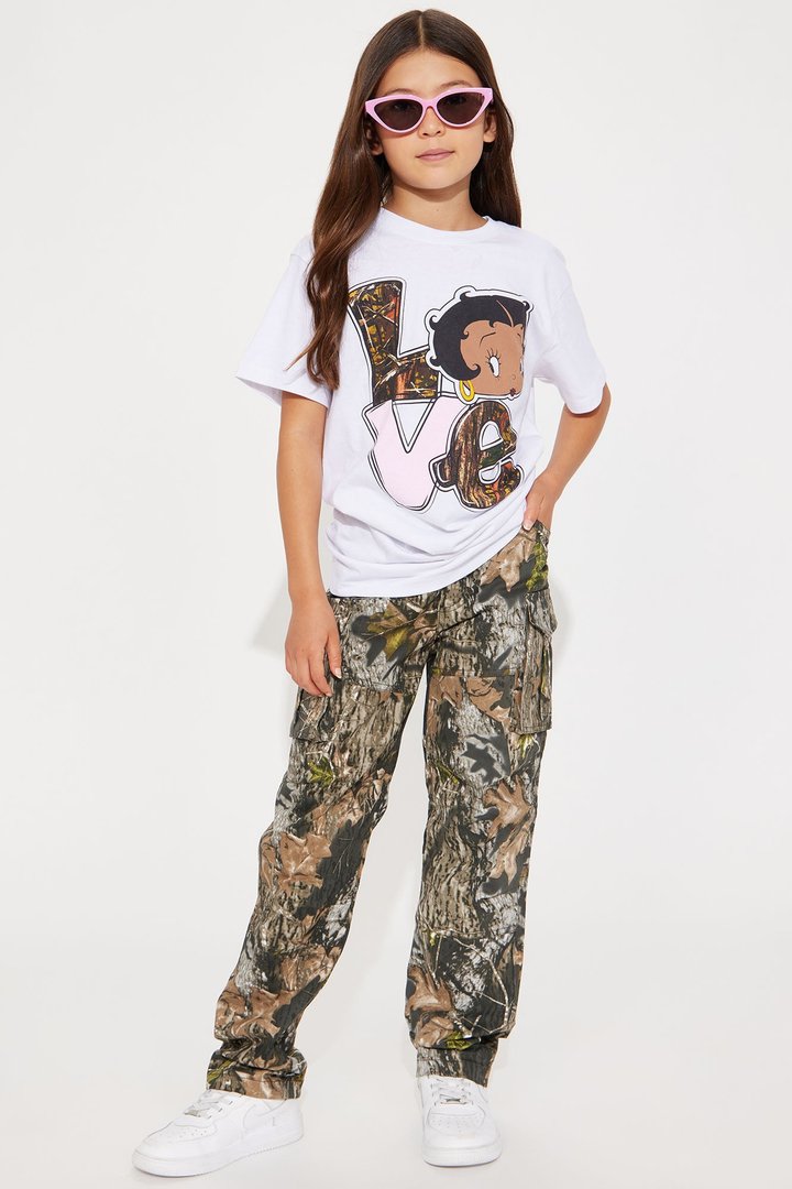 Mini Betty Boop Love Camo Short Sleeve T-Shirt - White