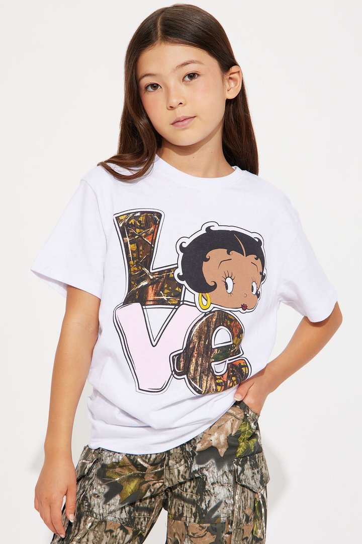 Mini Betty Boop Love Camo Short Sleeve T-Shirt - White
