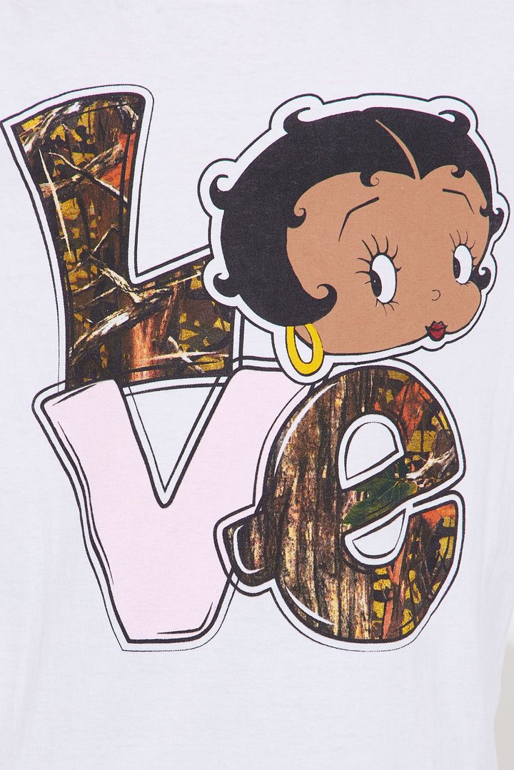 Mini Betty Boop Love Camo Short Sleeve T-Shirt - White