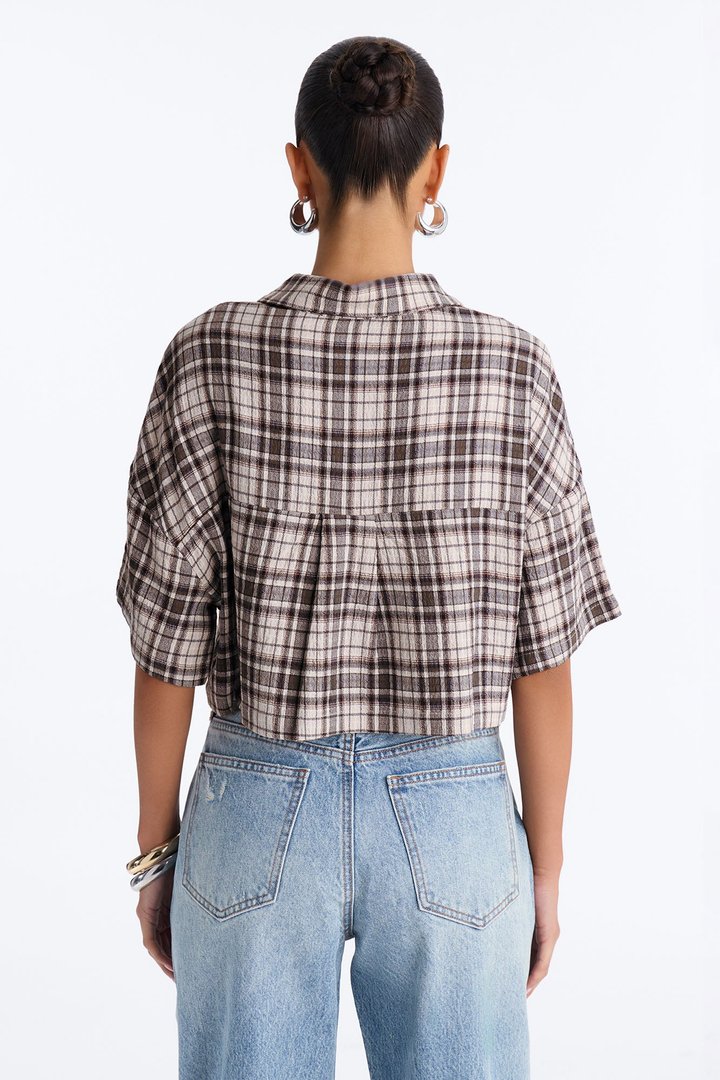 Cozy Girl Plaid Shirt - Brown/combo