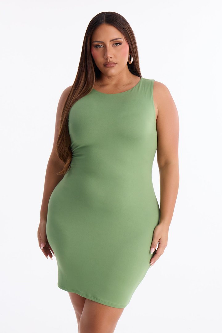 Hanna Double Lined Mini Dress - Olive
