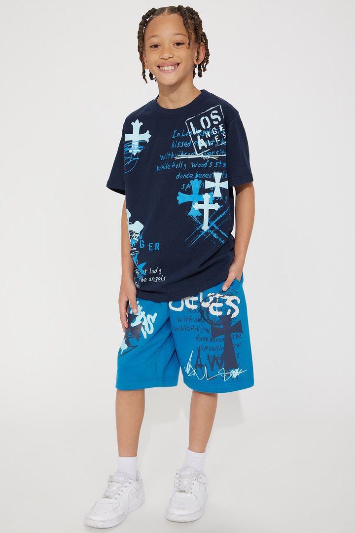 Mini LA Boy's Short Set - Navy/combo