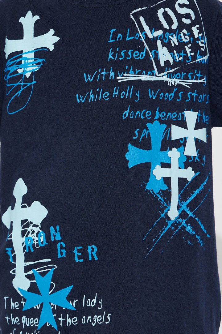 Mini LA Boy's Short Set - Navy/combo