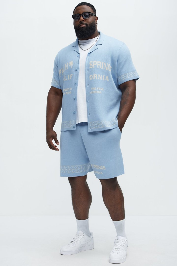 Palm Springs Knitted Relaxed Shorts - Blue/combo
