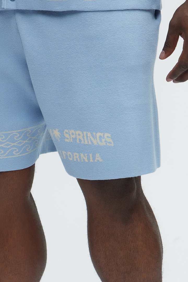 Palm Springs Knitted Relaxed Shorts - Blue/combo