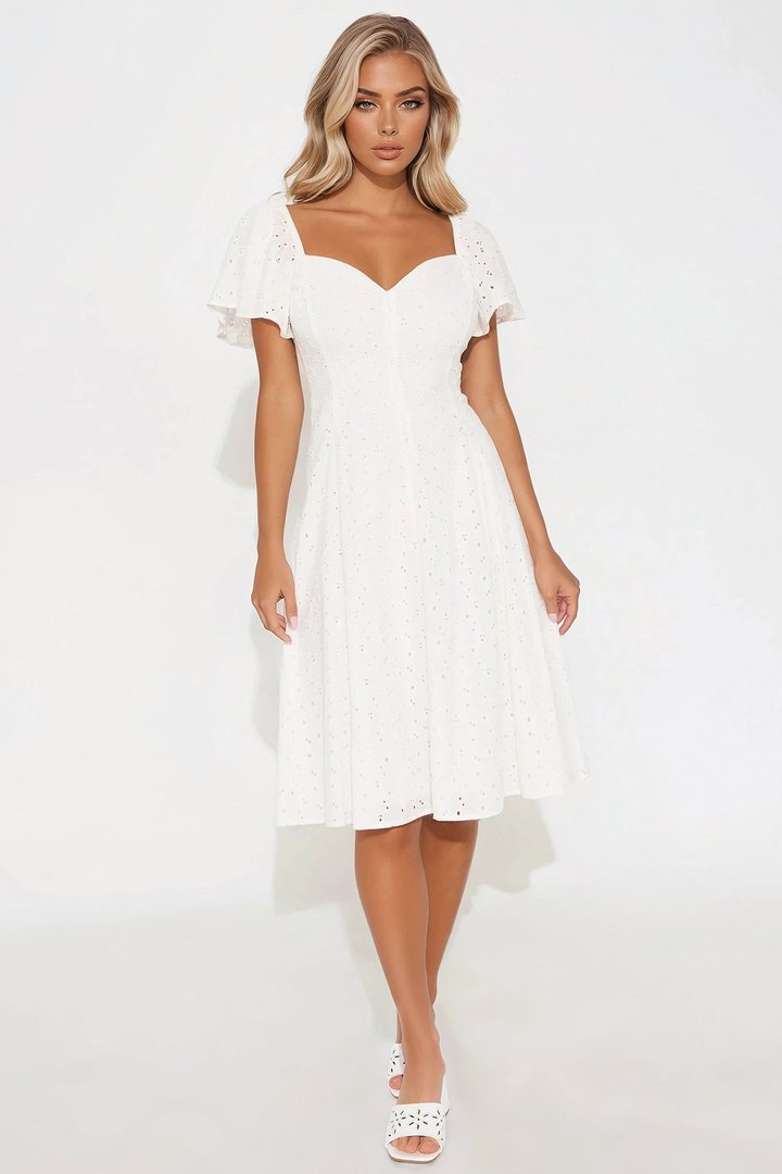 Shanley Eyelet Midi Dress - White