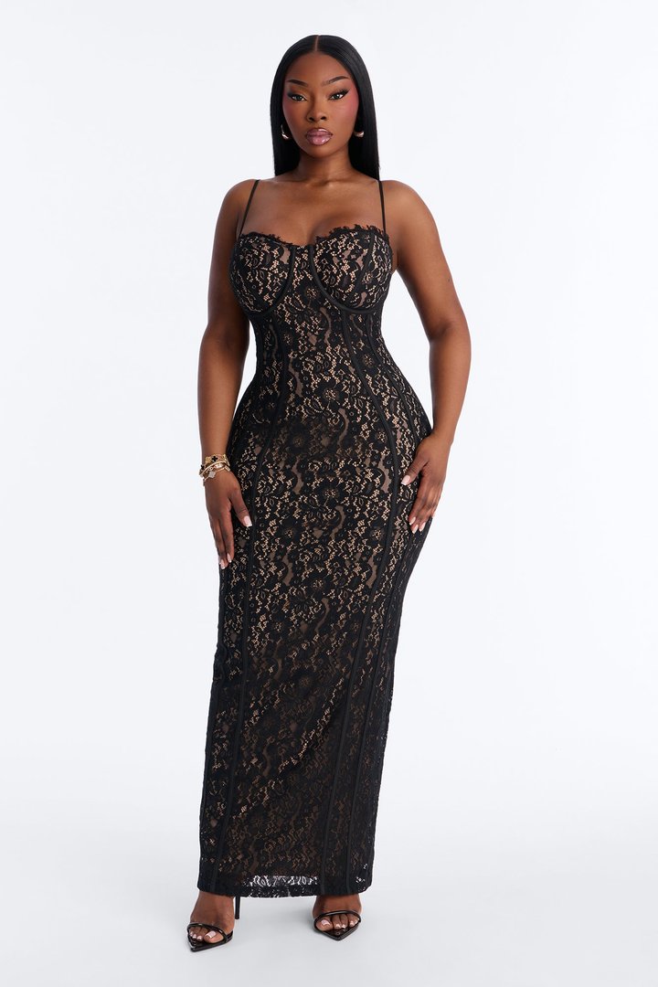 All In Love Lace Maxi Dress - Black