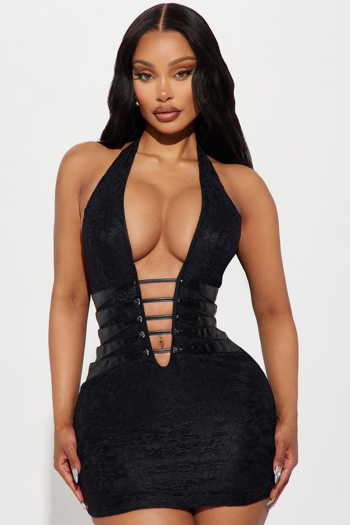 Kendra Lace Mini Dress - Black