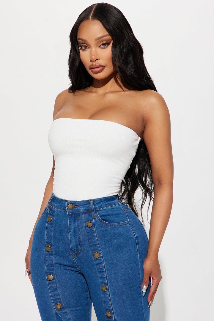 Demi Double Lined Tube Bodysuit - White