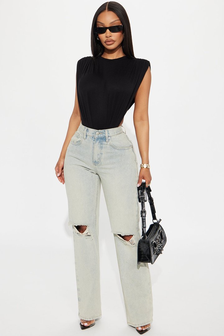 Open Concept Ruched Sleeveless Bodysuit - Black