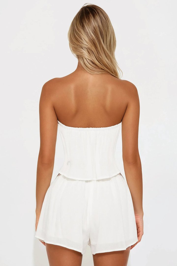 Rosalinda Strapless Romper - White