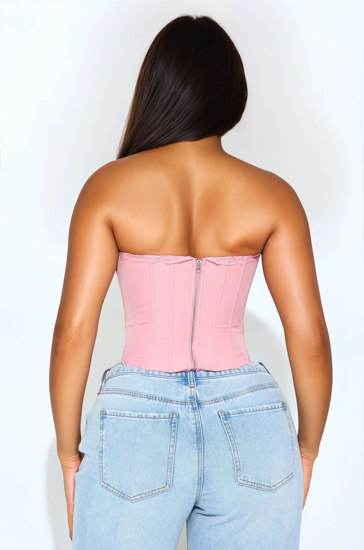 Kiss Me All Day Corset Top - Blush