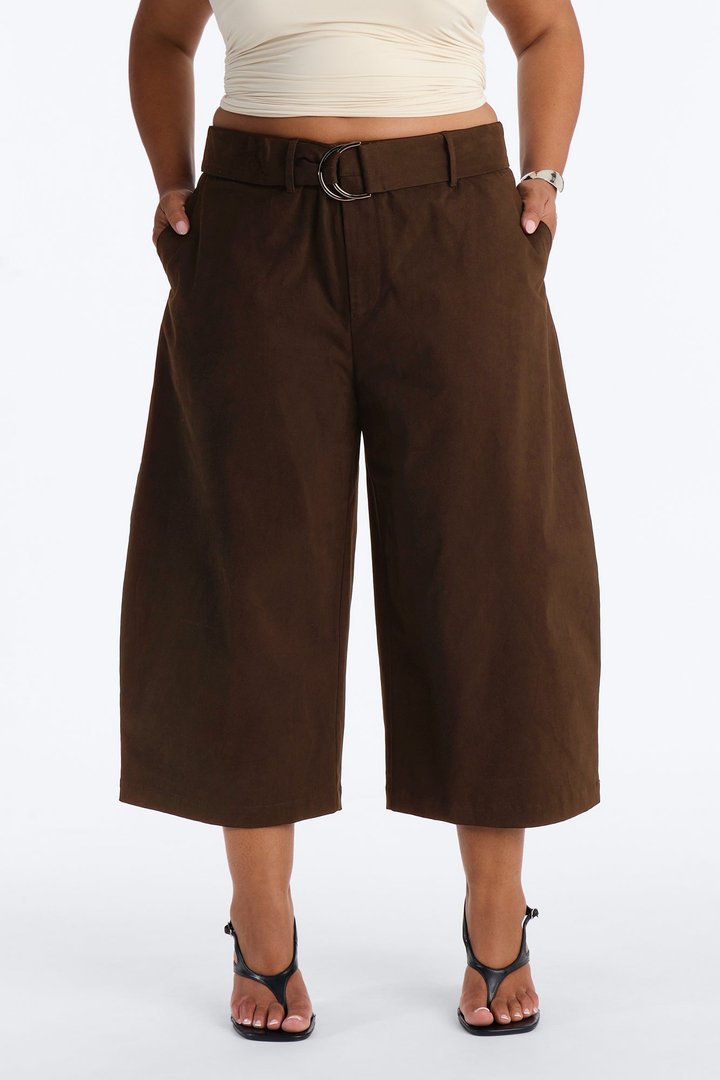 Charity Mid Rise Culotte Barrel Leg Pant - Coco
