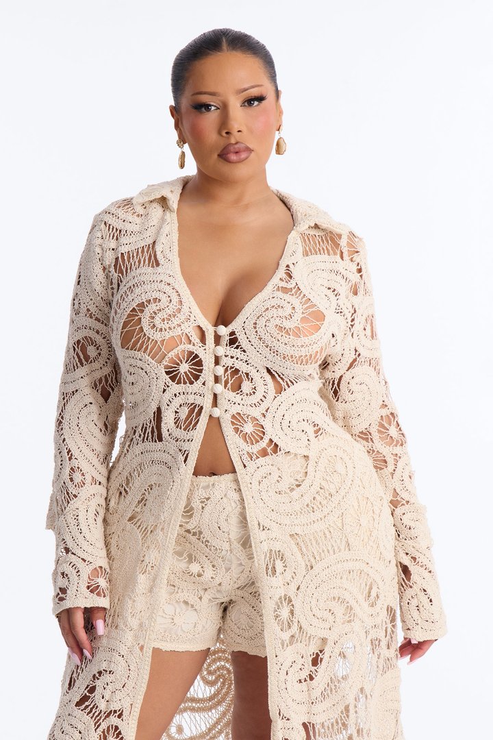 Carly Crochet Short Set - Nude