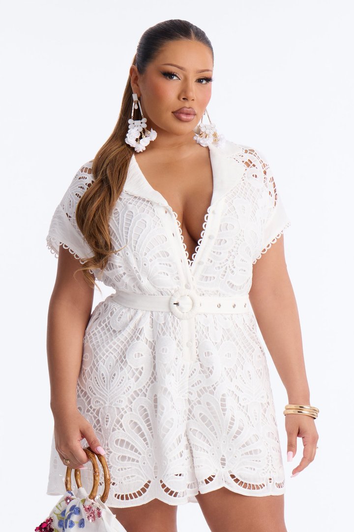 Nadine Lace Romper - White