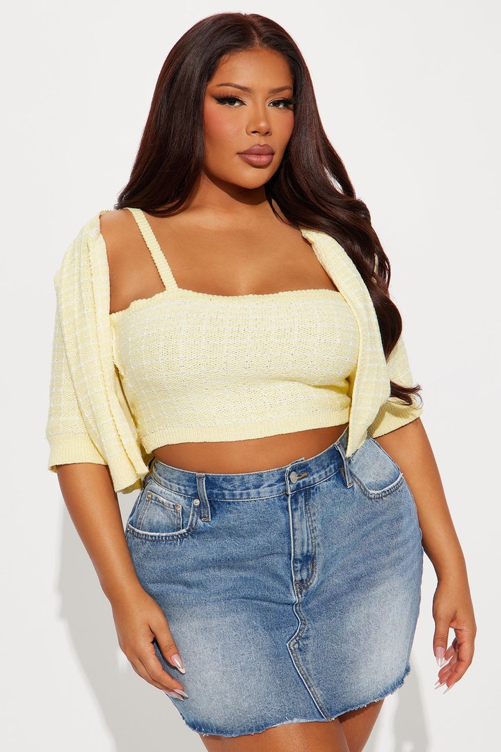 Spring Time Walk 2 Piece Cardigan - Butter Yellow