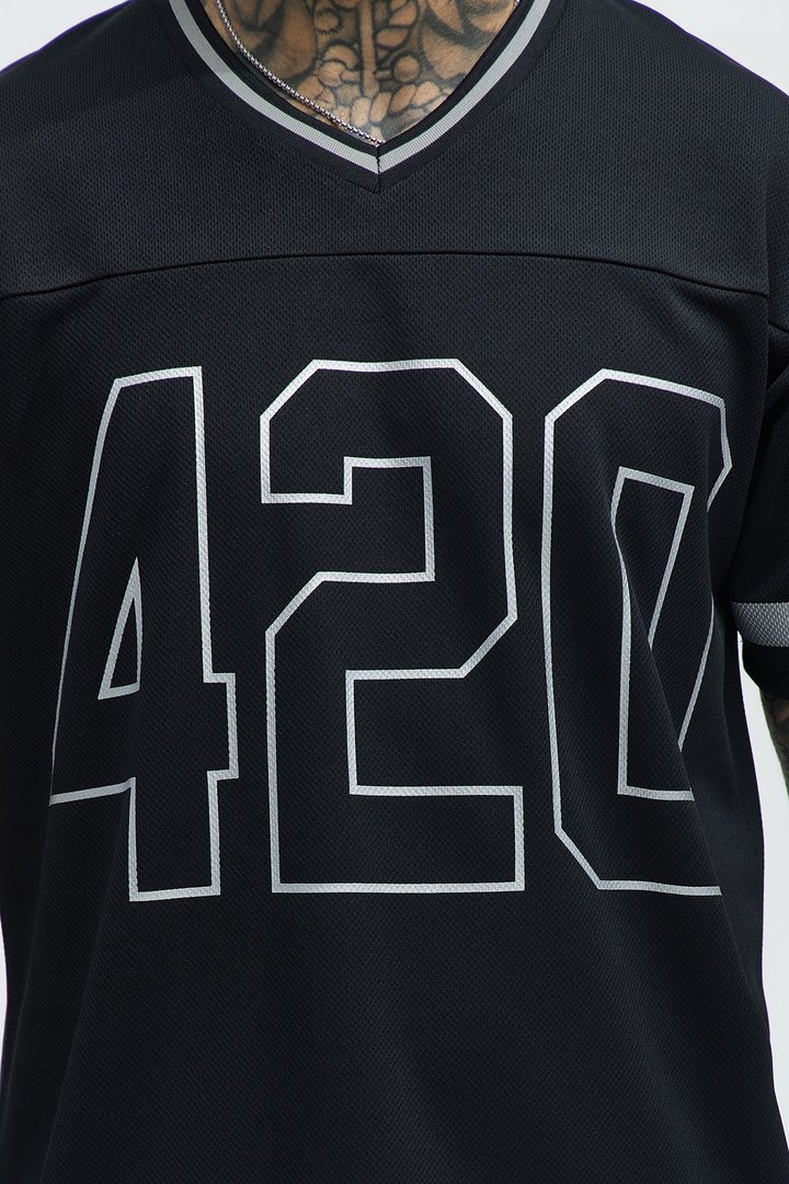 420 Mesh Football Jersey - Black