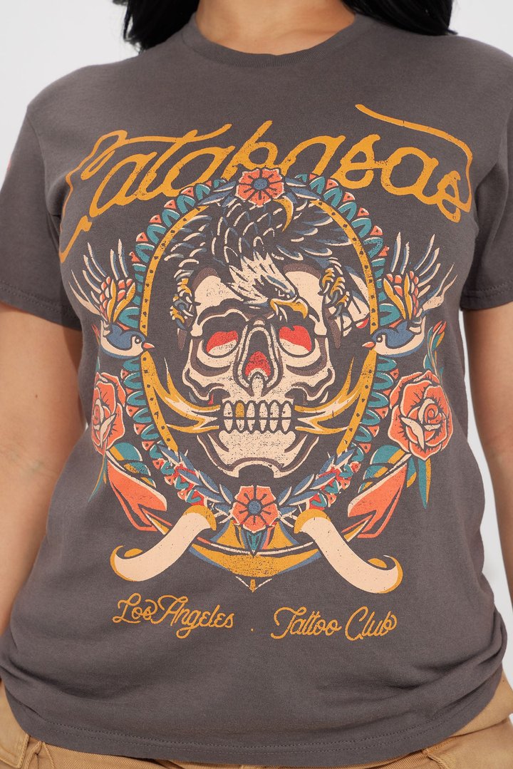 Calabasas Tattoo Club Graphic Tshirt - Charcoal