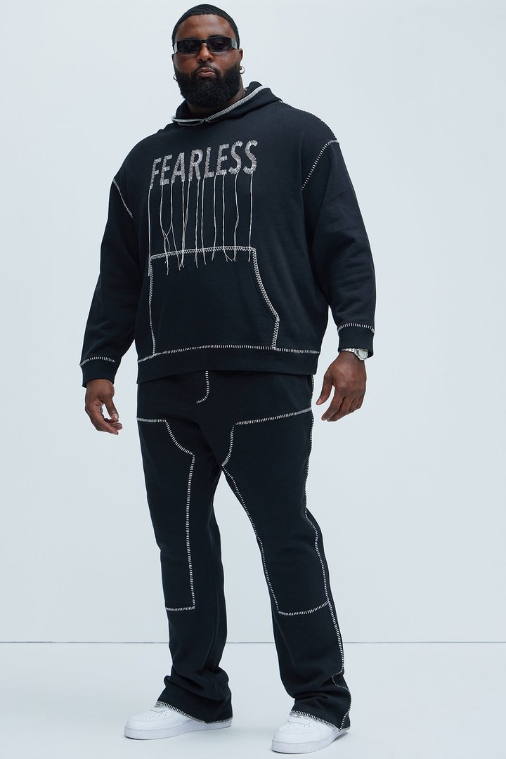 Tayson Stitch Skinny Flared Sweatpants - Black