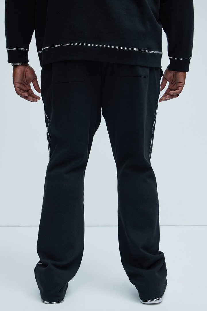 Tayson Stitch Skinny Flared Sweatpants - Black