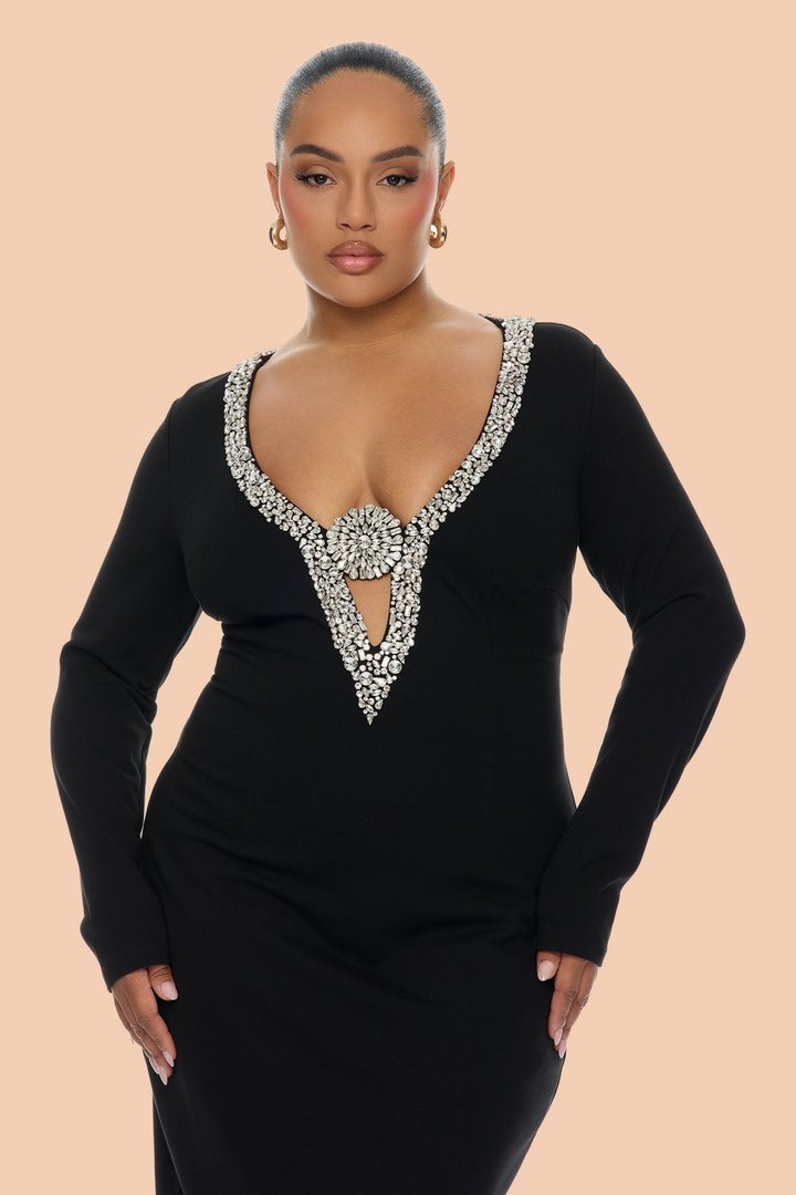 Desiree Embellished Maxi Dress - Black