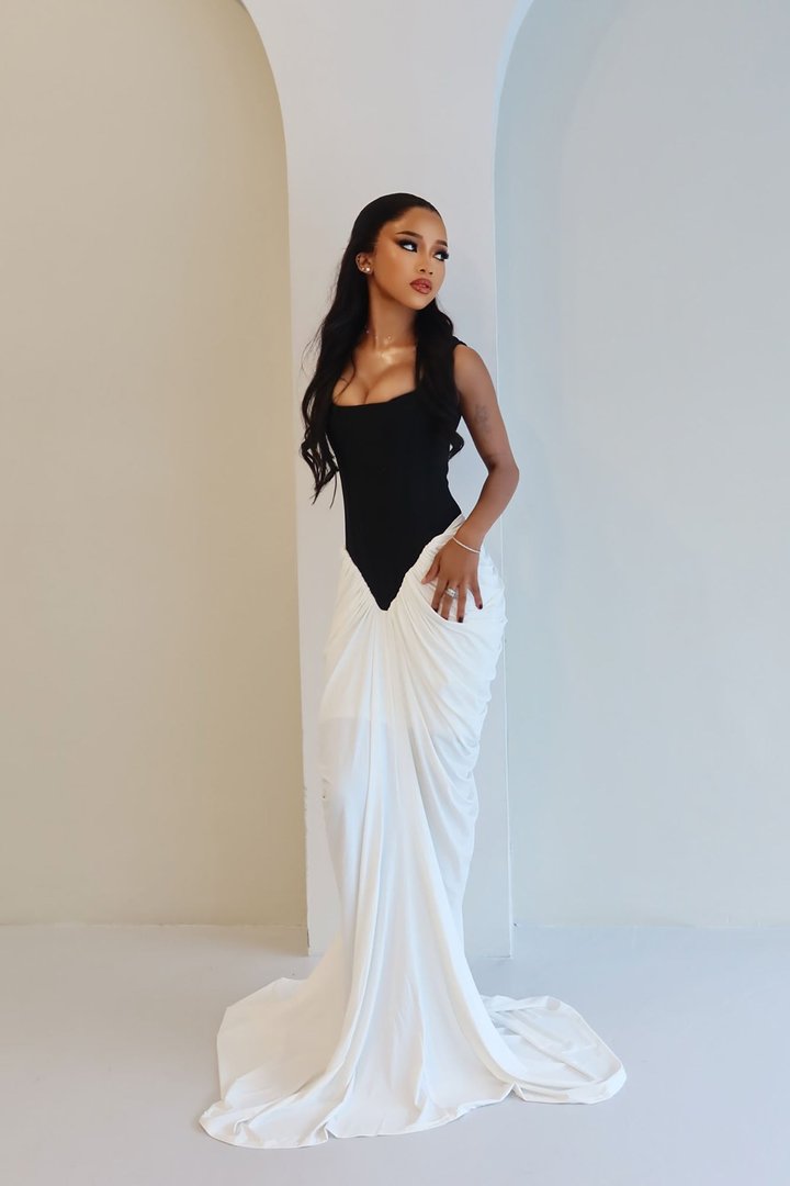 Sterling Draped Gown - Black/White
