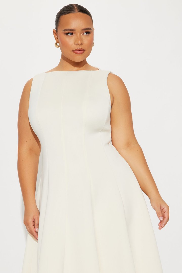 Sweet Sunday Pleated Midi Dress - Cream