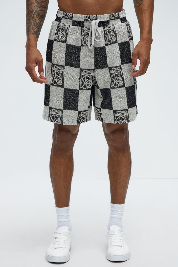 Checkered Relaxed Shorts - Black/combo