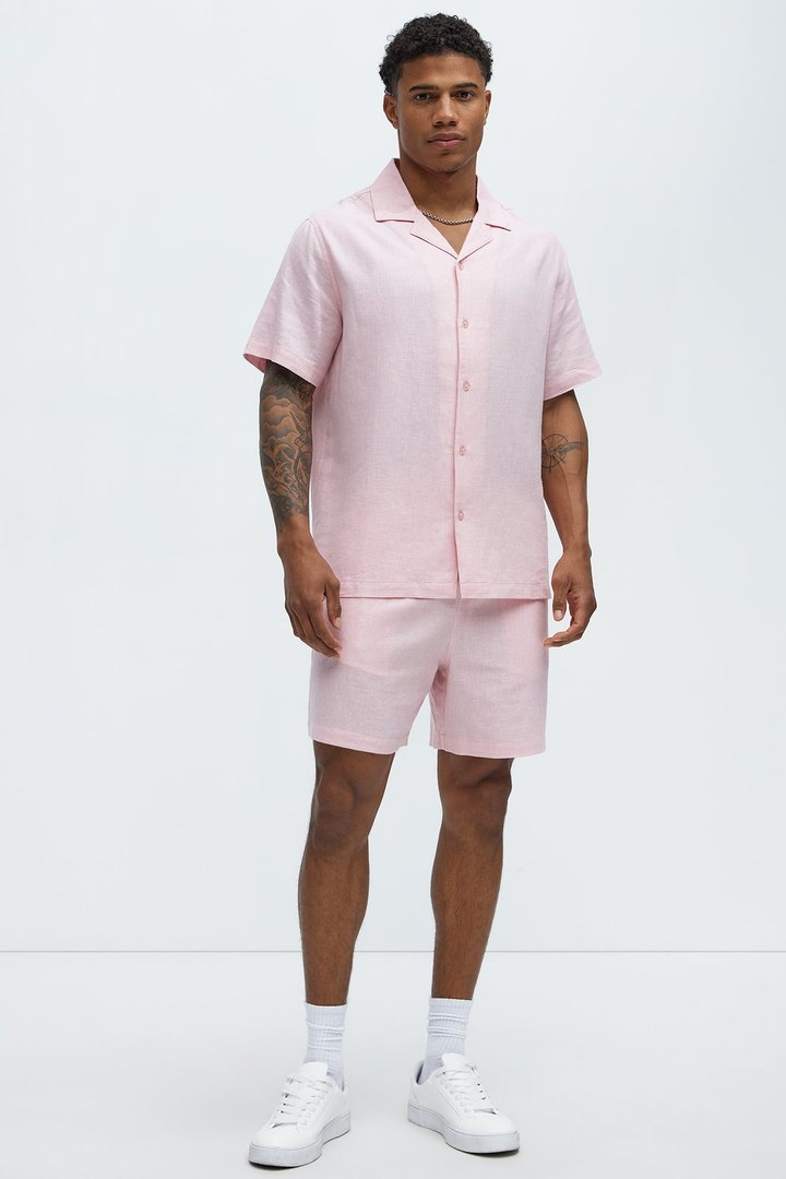 Bahamas Linen Shirt - Pink