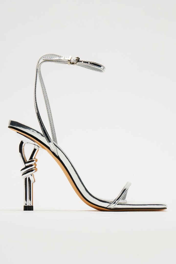 Ready Or Knot Heeled Sandals - Silver